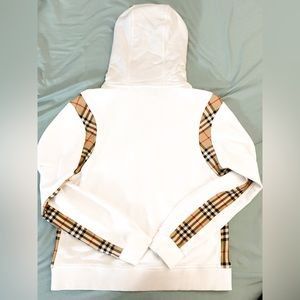 Burberry | Tops | Burberry Fairhall Check Panel Sweatshirt In White Small |  Poshmark